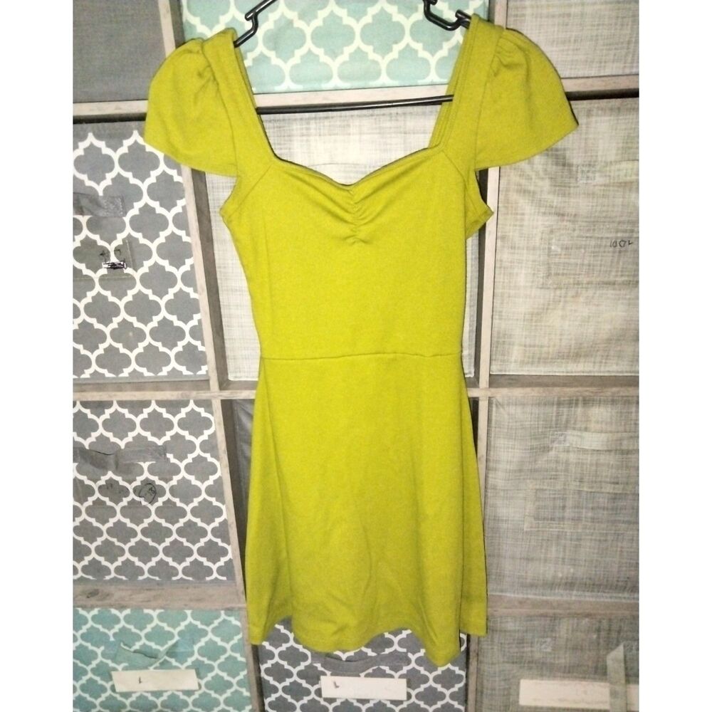Wild Fable  ~Chartreuse Green Ribbed Stretch Mini Dress ~ Size XS